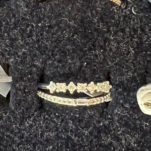 #25 BP Rhinestone Silver-Tone Stacked Bangle Bracelet Set